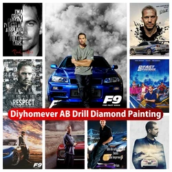 Paul Walker gwiazda filmowa DIY AB diamentowe malowanie haft szybki wściekli ścieg krzyżykowy mozaika rękodzieło kryształowe rękodzieło Home Decor