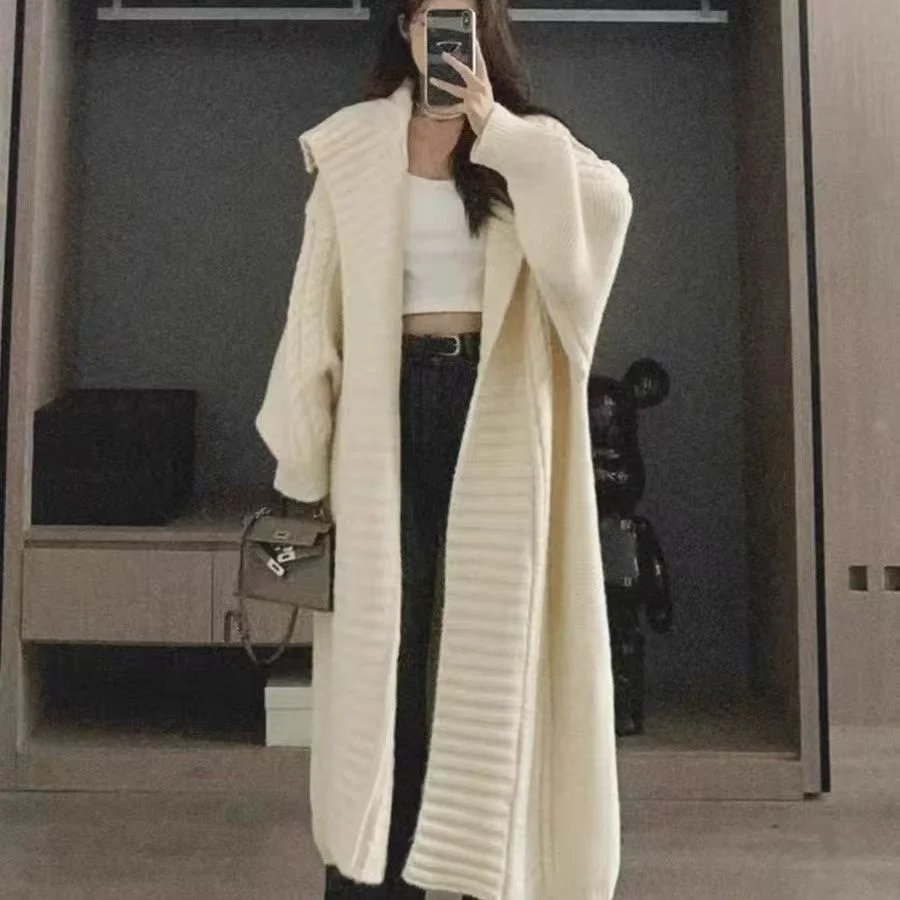 

Кардиган средней длины для офиса, женский, весенний, с высоким воротником, в стиле Seoul, повседневный, сетчатый, ажурный, объемный, в стиле университетской одежды, на шнуровке, с бантом, OL