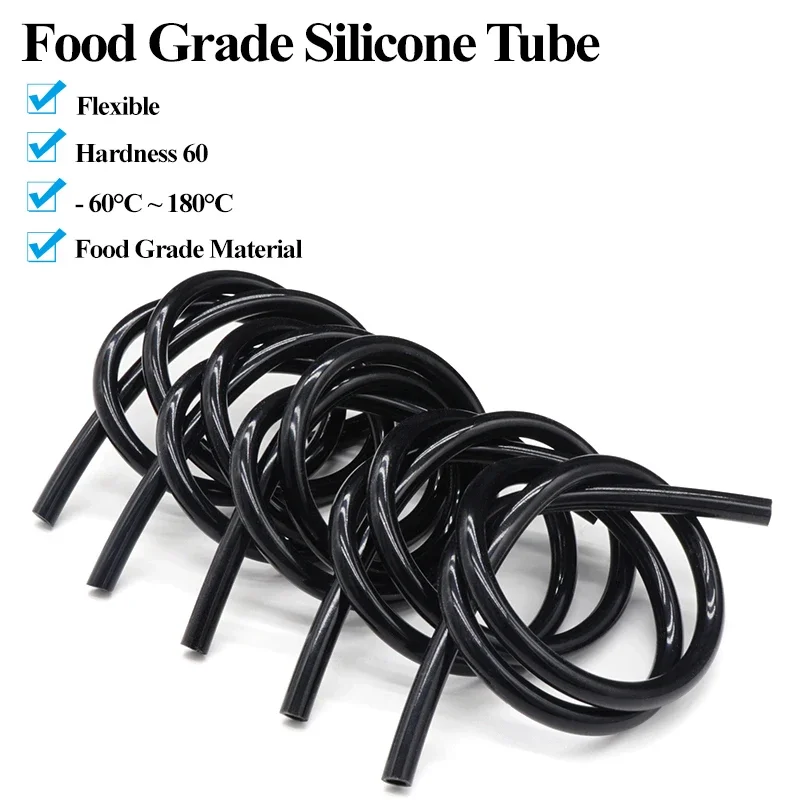 

1/5/10M Food Grade Black Silicone Rubber Hose ID 0.5 1 2 3 4 5 6 7 8 9 10 12 14 16 18 20 25 32mm Flexible Nontoxic Silicone Tube