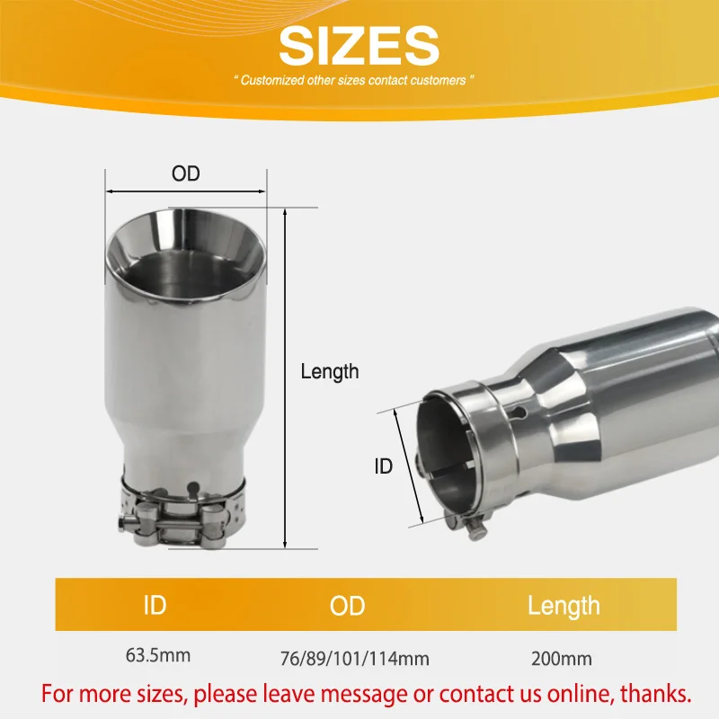 ER PERFORMANCE Double Layer Slant Car Stainless Steel Auto Muffler Exhaust Tips Universal