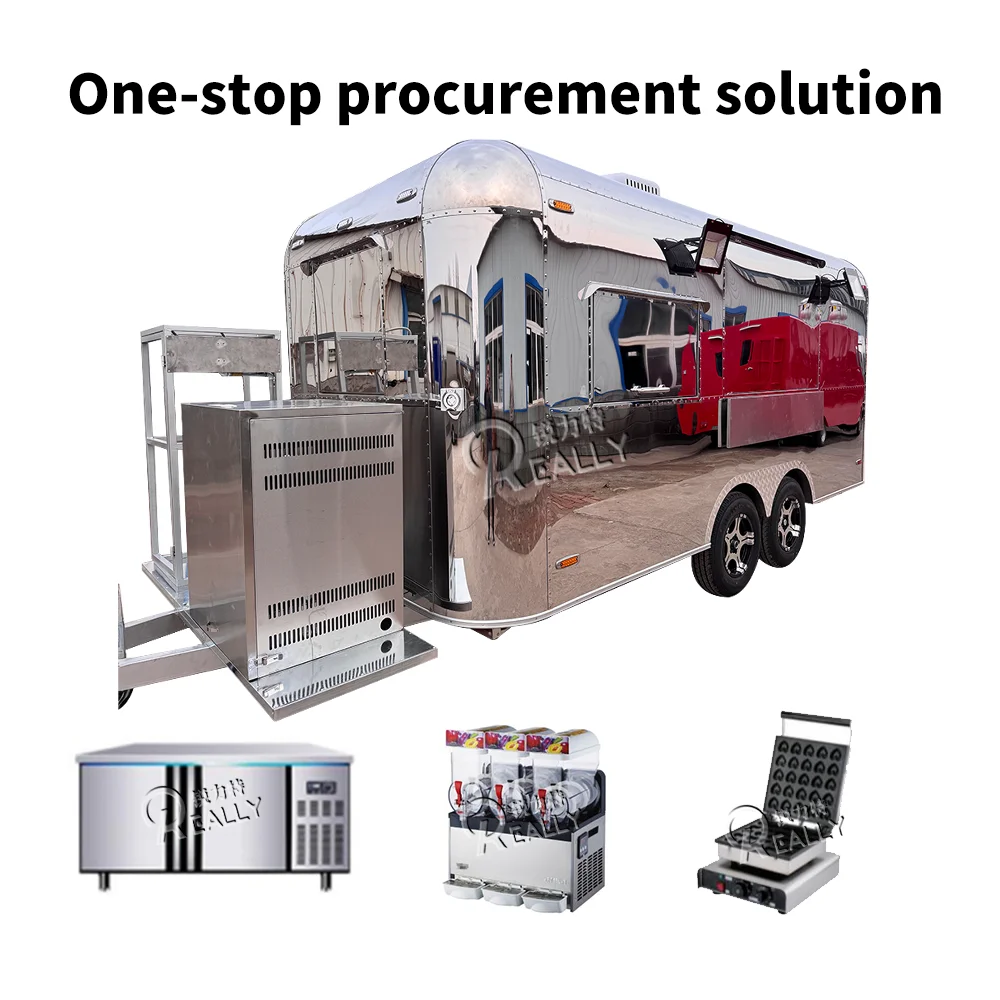 2025 novo preço de fábrica reboque de comida de aço inoxidável cachorro-quente pizza café sorvete móvel carrinho de comida rápida