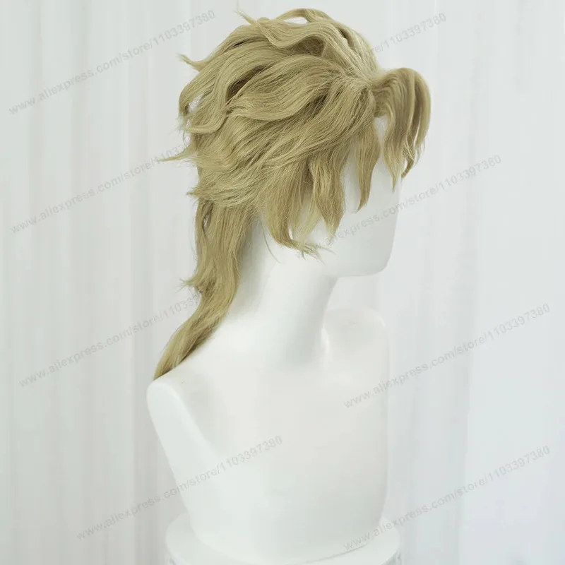 Peluca de Cosplay de Anime Dio Brando, 40cm, pelucas cortas doradas para hombres, pelo sintético resistente al calor, 5;d'2.y;8'