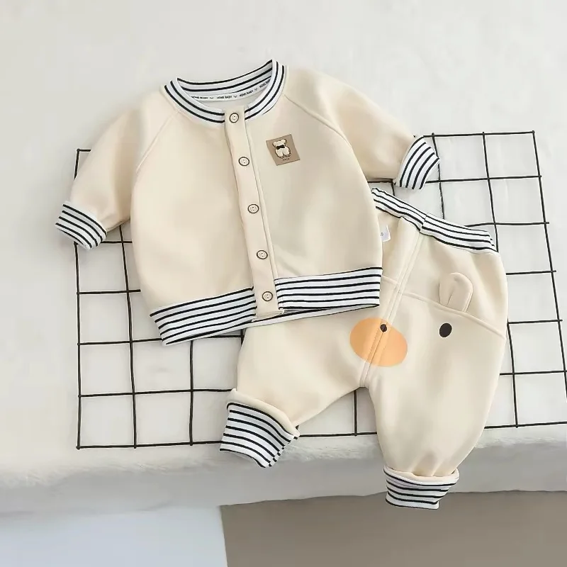 Somenie baby clothes spring and autumn two-piece cartoon butt pants boys split suit going out clothes boys autumn clothes
