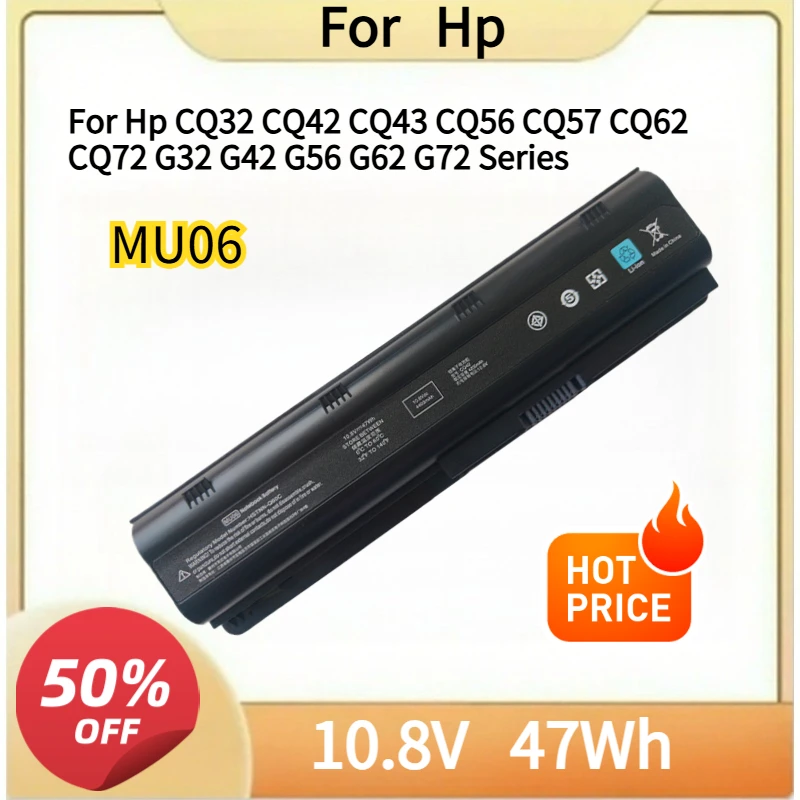 

MU06 Laptop Battery 10.8V 47Wh For Hp CQ32 CQ42 CQ43 CQ56 CQ57 CQ62 CQ72 G32 G42 G56 G62 G72 Series