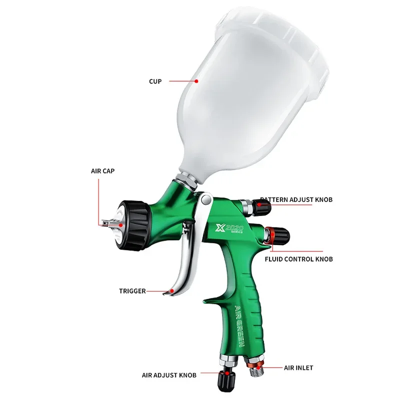 Imagem -03 - Pistola Airbrush X2023 Pistola de Pintura de Aço Bico Pistola de ar à Base de Água Pulverização de Ferramentas Automotivas 13 mm