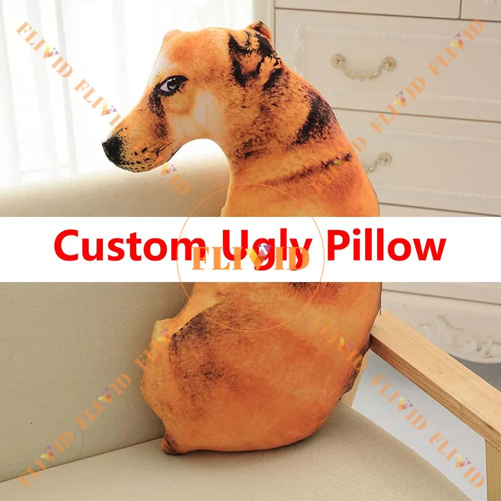 Customized Ugly 3D Dog Pillows,Custom Cat Pillow,Personalized Pet Animal Cushion,Pet Loss Memorial Birthday Gift,Pet Lover Gift