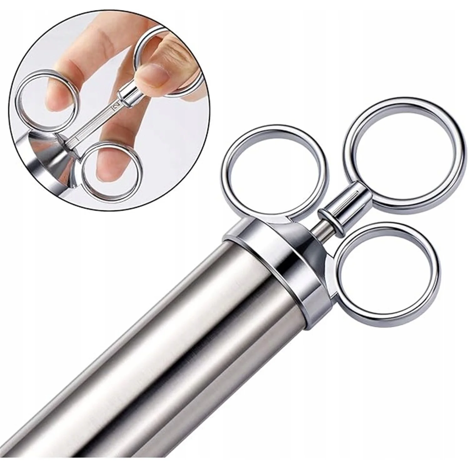 Edelstahl-Fleischspritzen-Set mit 3 verschiedenen Nadeln, Truthahn-Hähnchen-Geschmacksinjektor, Küchen-Saucen-Marinaden-Injektor, Küchenzubehör
