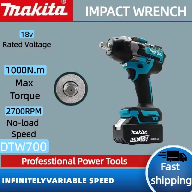 

Makita DTW700 Brushless Electric Impact Wrench Cordless Electric Wrench 1/2 inch Makita 18V Battery Screwdriver Power Tool