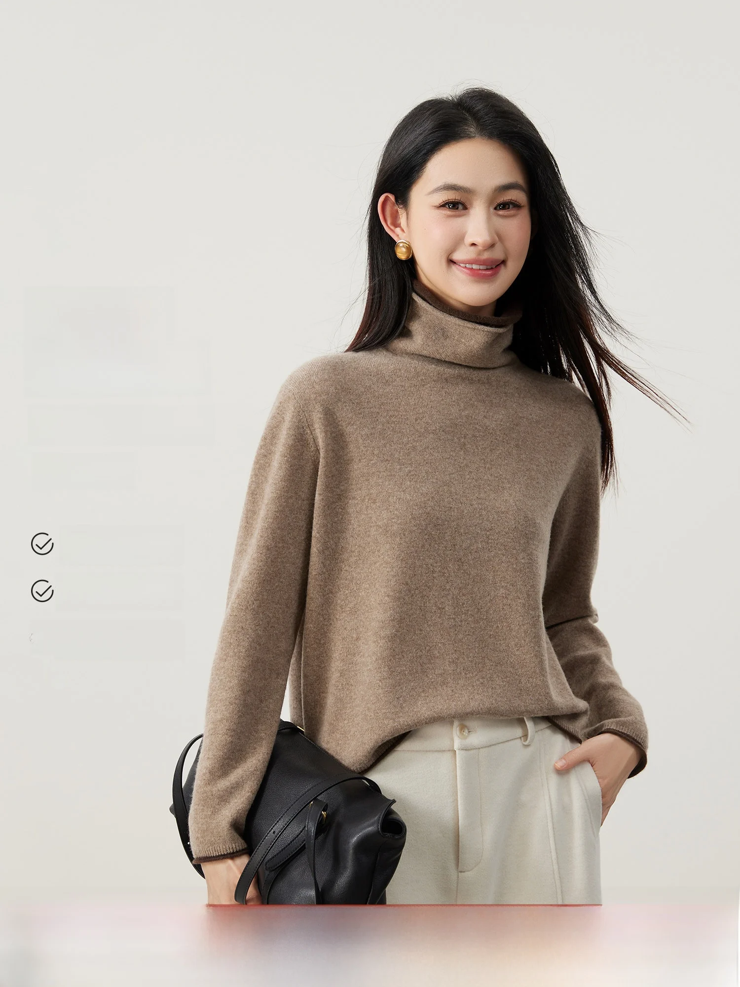 

MIJOR Quali шерстяной вязаный свитер женский воротник-стойка Winter Faion Color Blo Design Soft Long Sve ort Sle