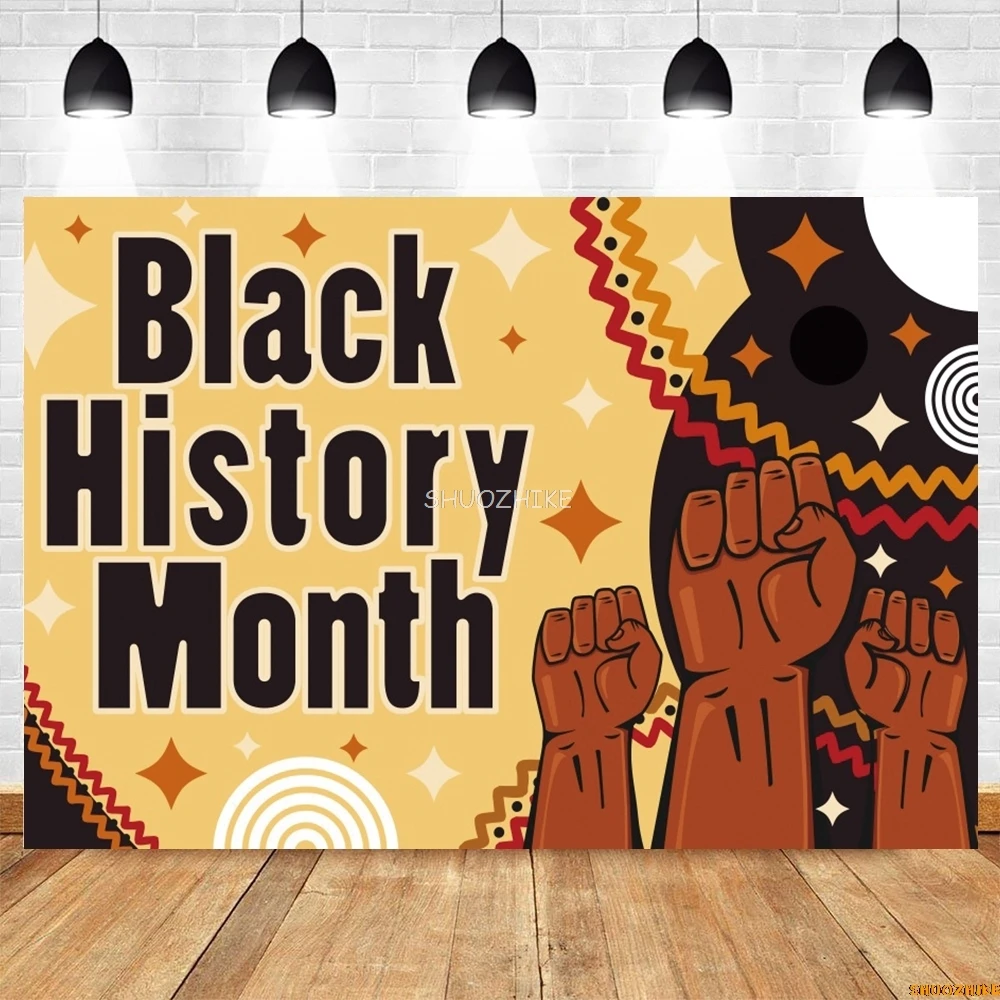 أسود التاريخ شهر خلفية الحدث حفلة جدار ديكور المعرض الثقافي التصوير خلفية ديكور مخصص راية ملصق