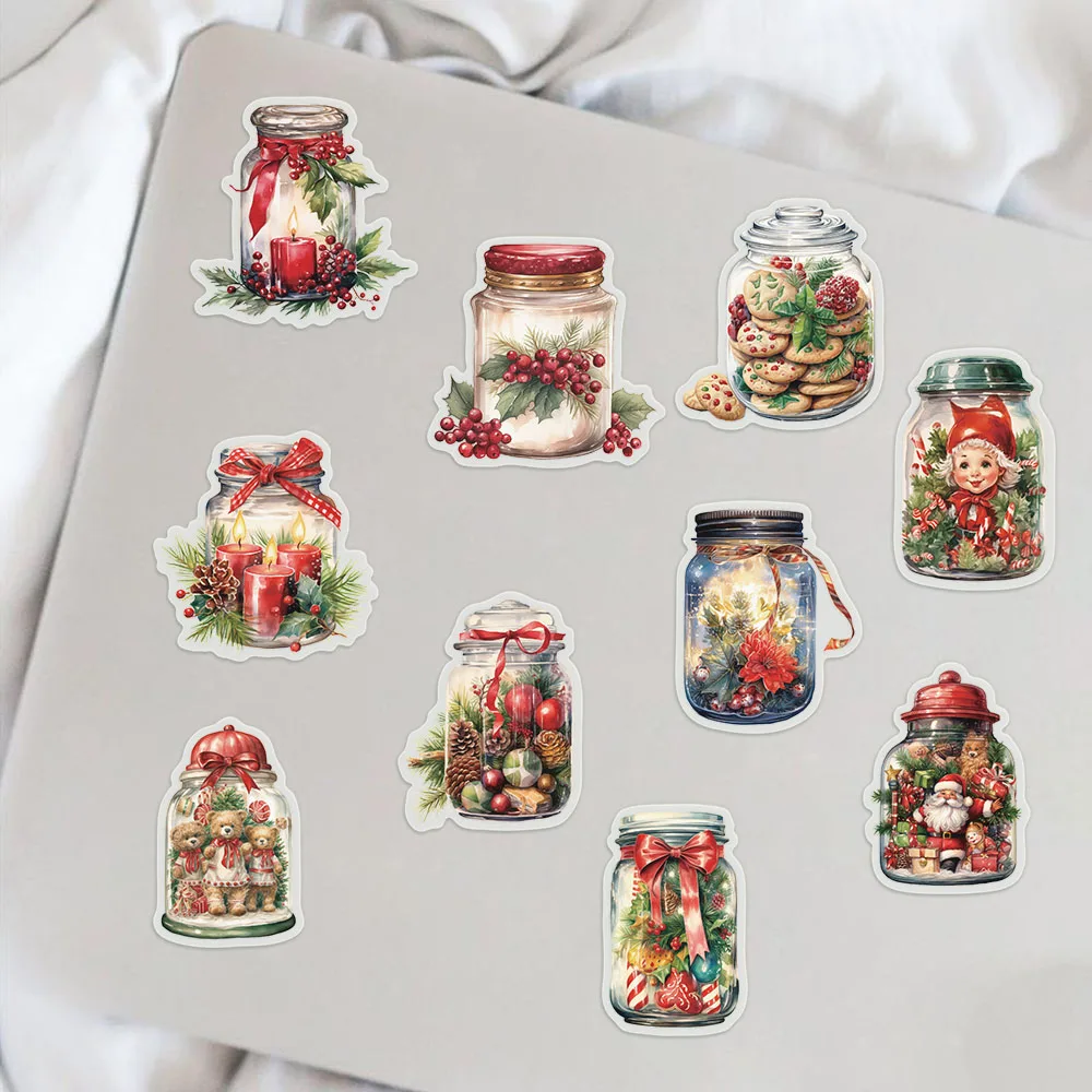 50 pezzi caldi cartoni animati di Natale Graffiti adesivi graffiti bottiglia di Natale adesivi fai da te candela atmosfera calda