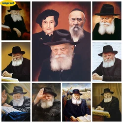 Rabbi 5D Diamond Painting Jewish Teacher Portrait Diamond Embroidery Home Decor Crystal Cross Stitch Mosaic Picture Handmade Art