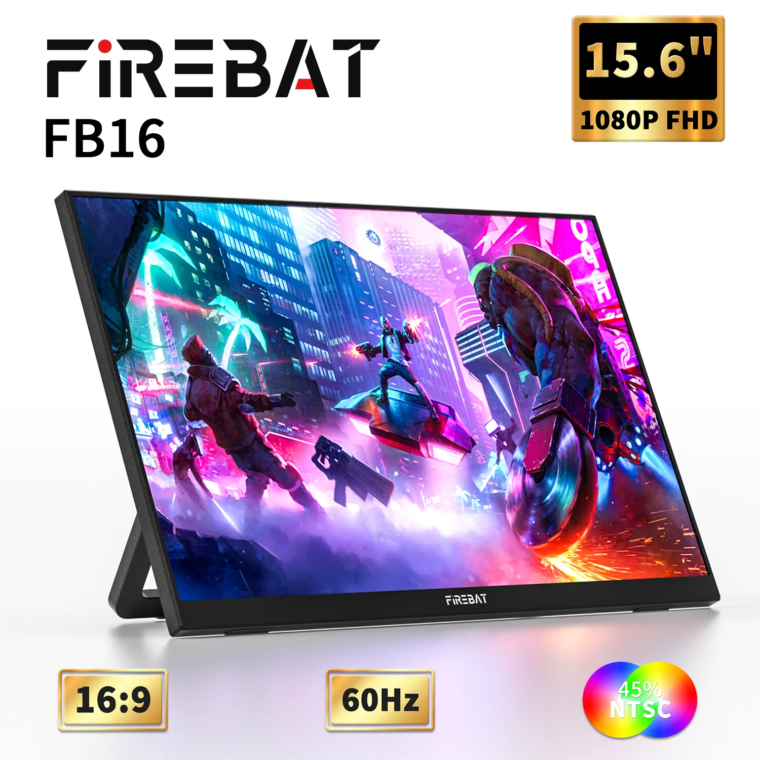 FIREBAT FB16 15.6 بوصة 1080P 60 هرتز شاشة عرض محمولة شاشة ثانية للألعاب شاشة ممتدة للتبديل/PS4/Xbox #1