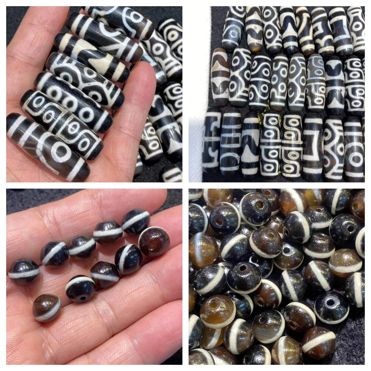 50pcs Live-stream hot recommendation black white sugar brown first-line pharmacist flying saucer bead uncoated black white dzi