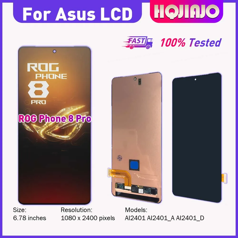 6.78'' AMOLED LCD For Asus ROG PHONE 8 PRO AI2401 AI2401_A Display Touch Screen Digitizer Assembly Replacement Parts phone 8 pro