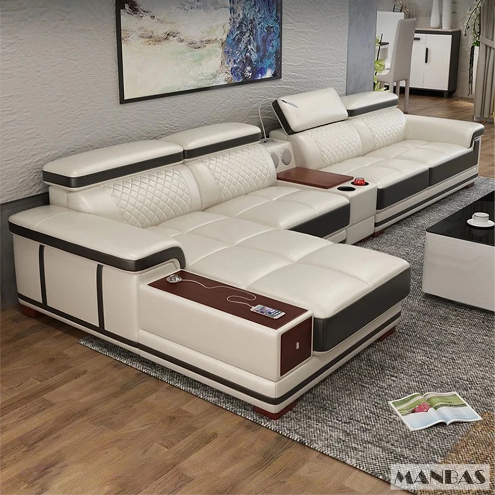 Sofa Bersekat Kulit Asli Mewah - Home Cinema Sofa ulasan dan harga