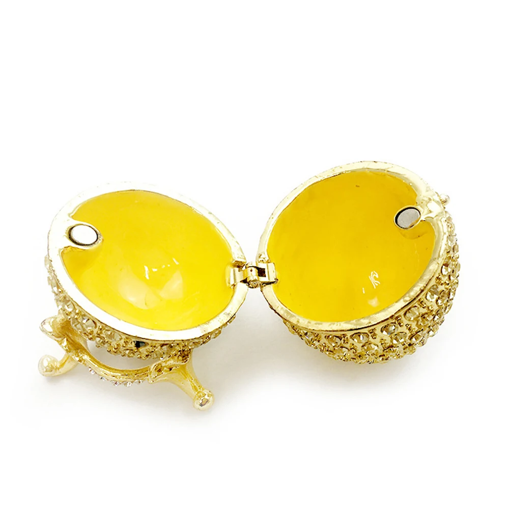 

1 шт., красочная шкатулка для драгоценностей из сплава в форме яйца, маленький прочный элегантный органайзер для ювелирных изделий, чехол для хранения колец, сережек, подарок для женщин