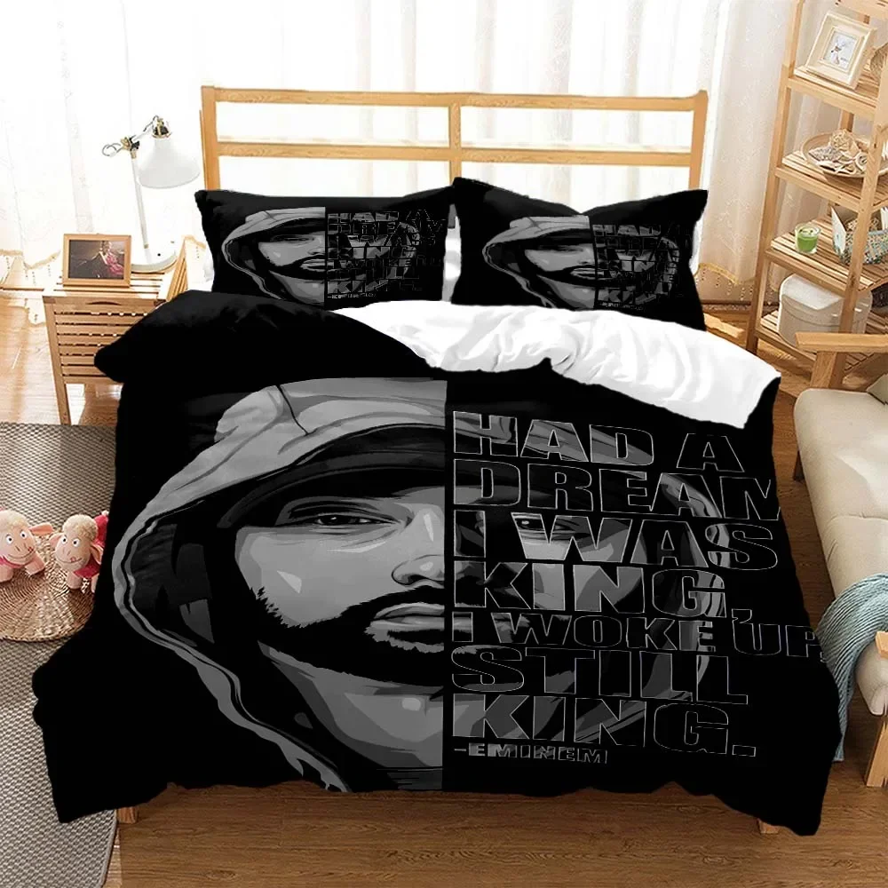 

Hip -hop sänger Eminem Comfortable Duvet Quilt Cover Pillowcase Bedding Set Children Bedroom Decoration Home Textile