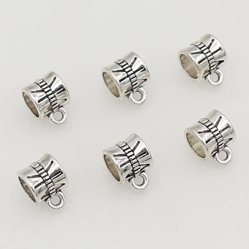 50pcs/lot Antique Silver Bail Beads Spacer Beads Pendant Clips Pendants Clasps Connectors DIY Bracelet Necklace Jewelry Making