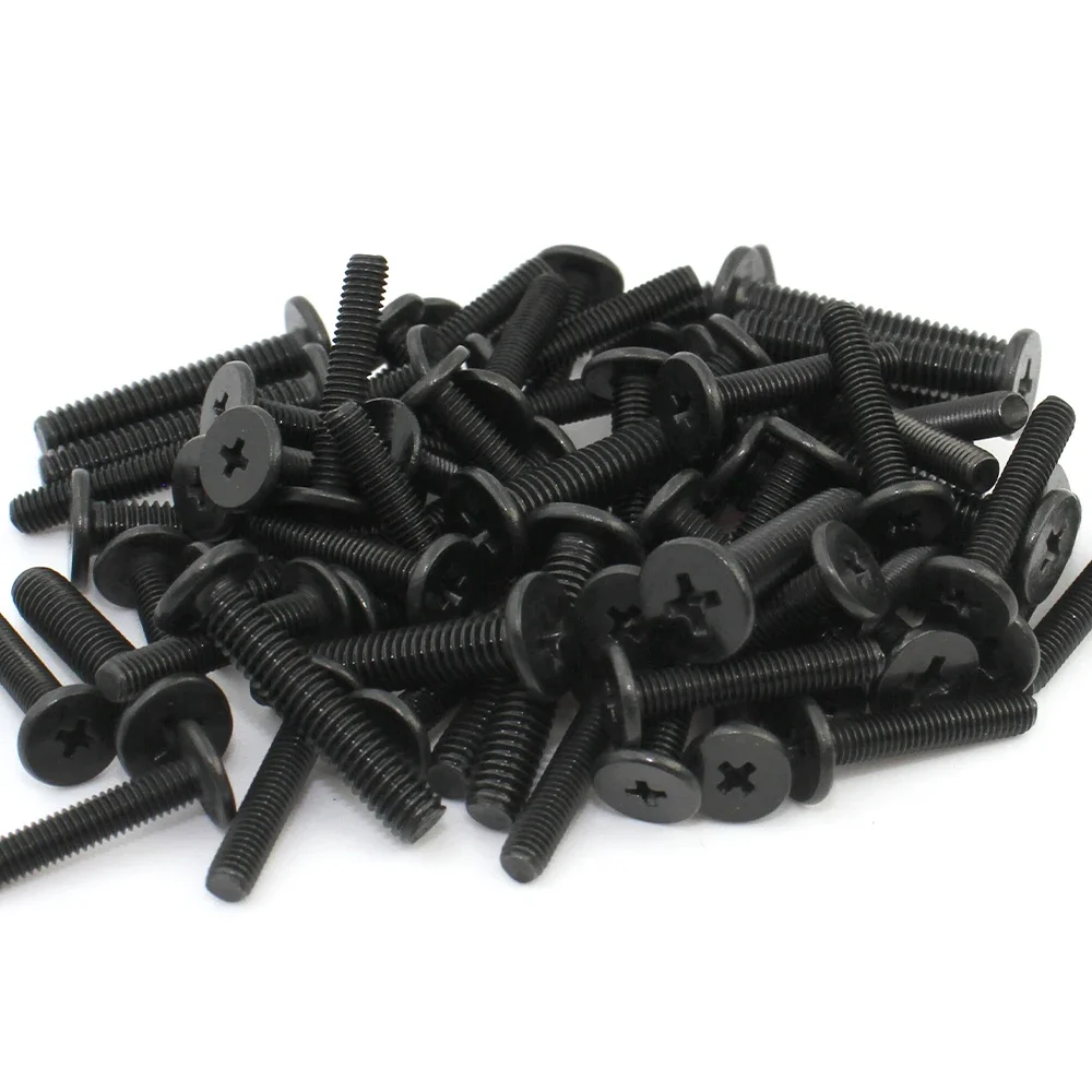 10-50 قطعة M1.6 M2 M2.5 M3 M4 M5 M6 أسود 304 الفولاذ المقاوم للصدأ الصليب فيليبس رقيقة جدا شقة رقاقة رئيس المسمار لأجهزة الكمبيوتر المحمول L:2-40 مللي متر
