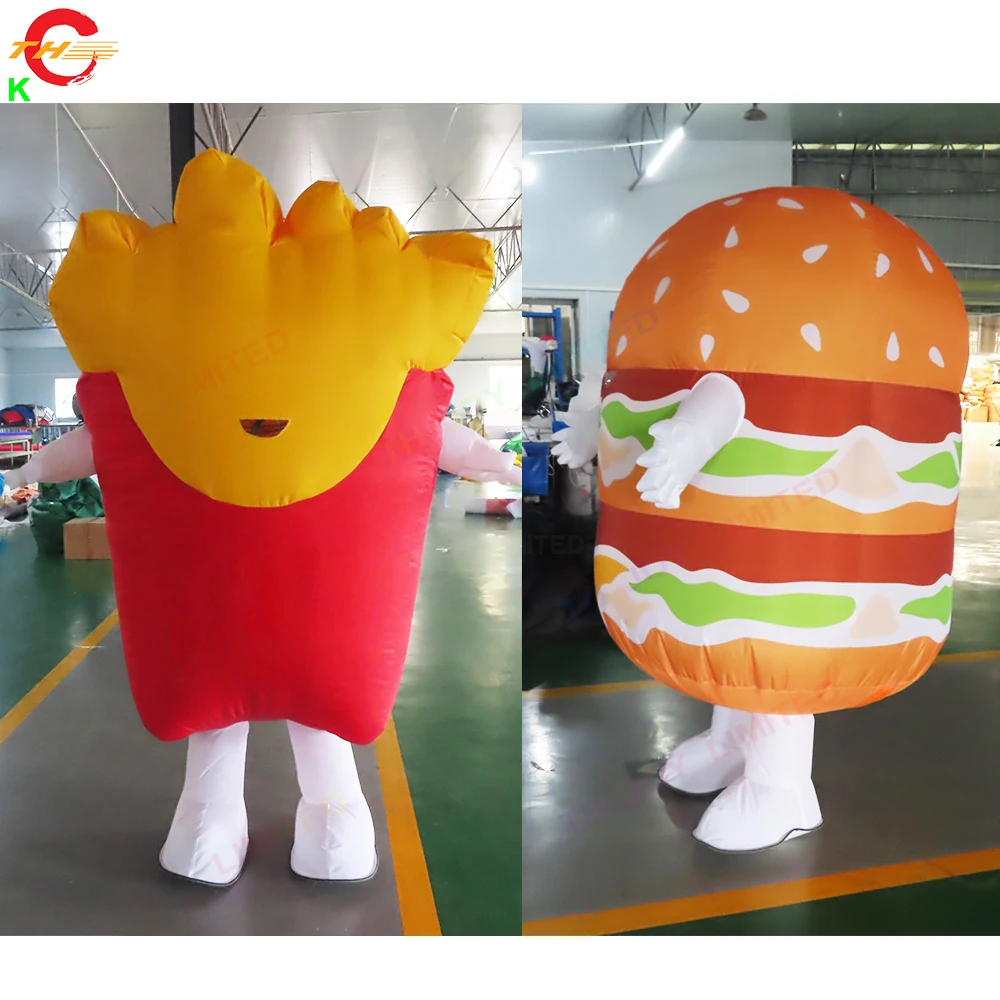 Hamburger Inflável Gigante, Traje De Caminhada, Publicidade Exterior, Modelo De Balão De Batatas Fritas, Navio De Ar Livre, 3m De Altura, Venda