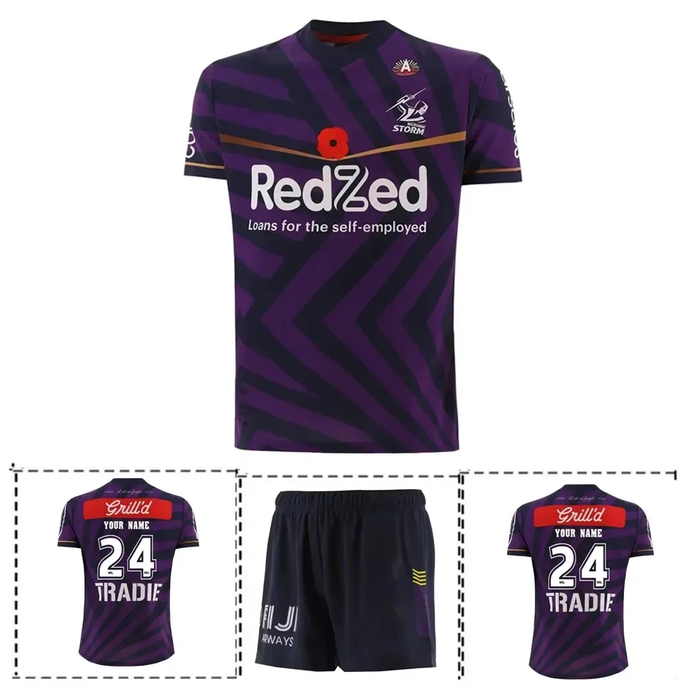 MELBOURNE STORM-Men's ANZAC Futebol Jersey, Storm Black Hats, Men's ANZAC, Tamanhos S-5XL, 2024, 25, 2024