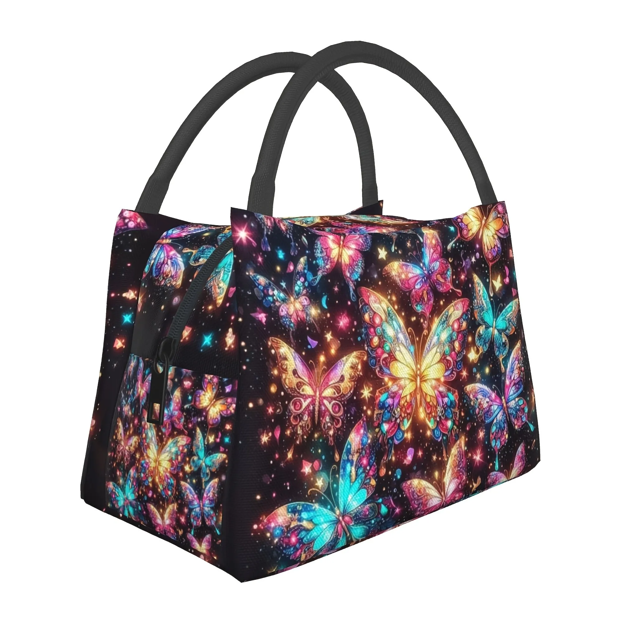 Colorful Butterfly Insulated Lunch Tote Bag for Men Women Camping Picnic Office Outdoor Use