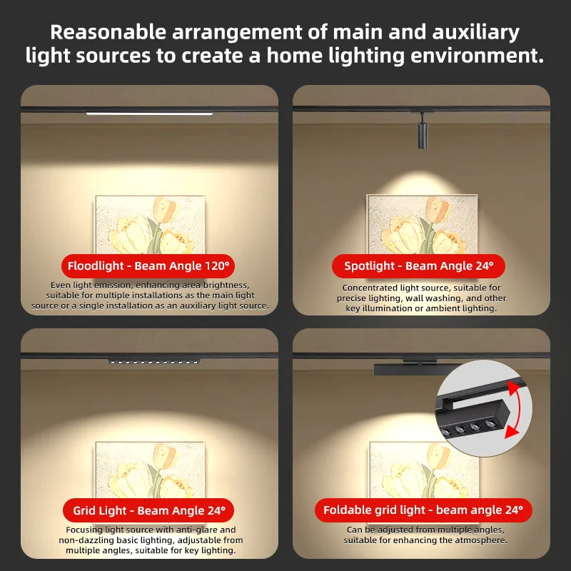 48V Magnetic LED Track Light Led SpotLight Set Rail Ceiling Lamp Kitchen Track Chandelier Indoor Lighting  For Store Living Room
