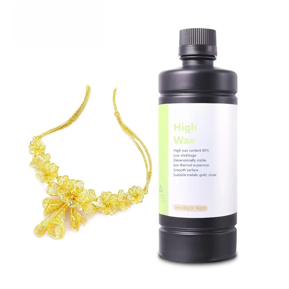 1KG High Wax Yellow Liquid Photopolymer Resin, High Precision, Dust-Free & Low Expansion for Jewelry 3D Printing Casting