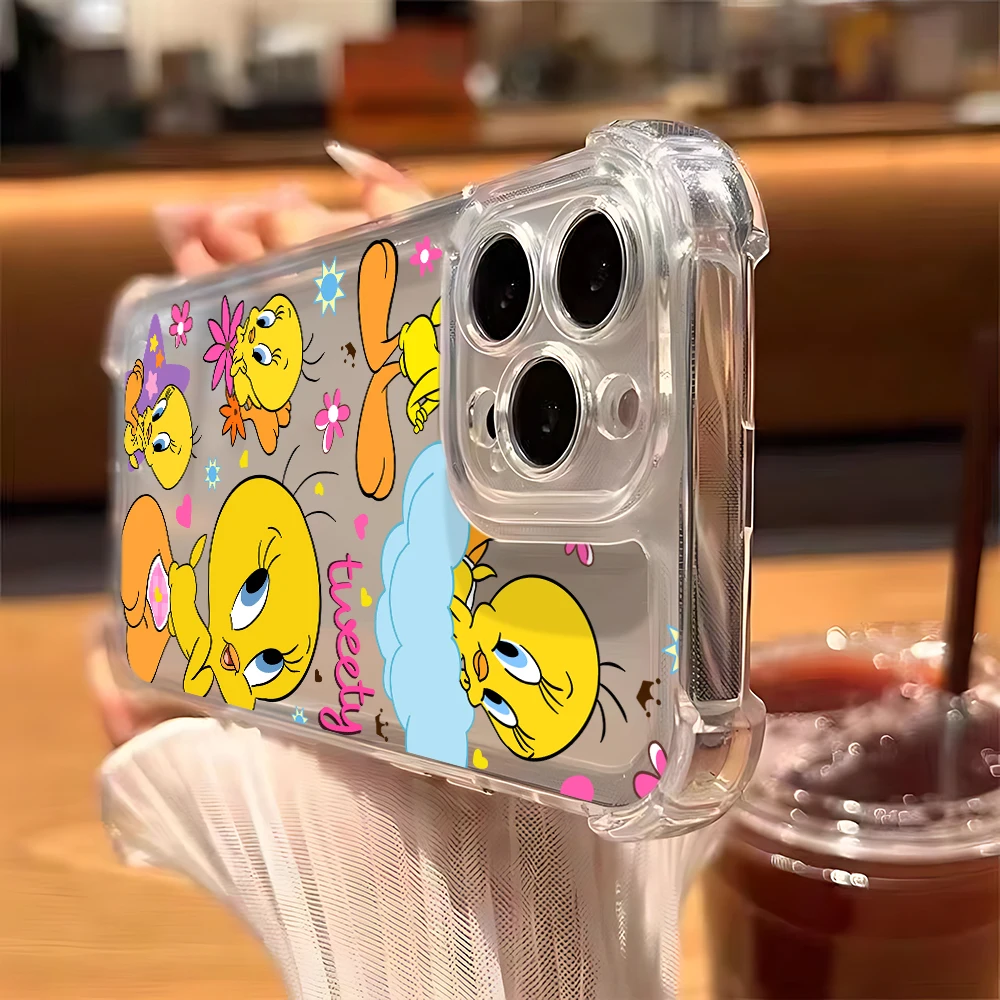 Cartoon T-Tweetys Bird Piolins Phone Case For Samsung S25 S24 S23 S22 S21 S20 FE Note20 Note10 Plus Ultra Lite 5G Clear Soft TPU