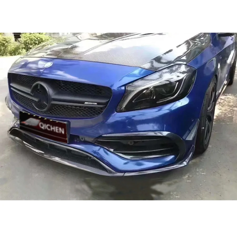 For Mercedes Benz A Class AMG W176 A45 Carbon Fiber Car Front Bumper Diverter Spoiler Diffuser Front lip chin Car Accessories view 4