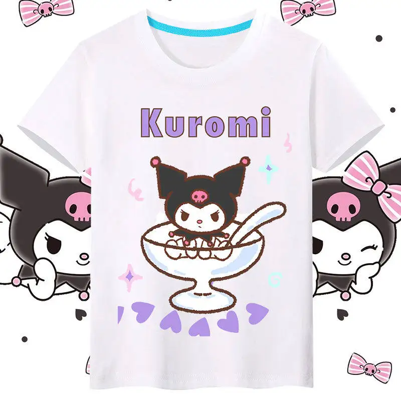 

Детская футболка Sanrio Family CUTE Kurumi с милым принтом, круглый вырез, из чистого хлопка, семейная одежда для родителей и детей