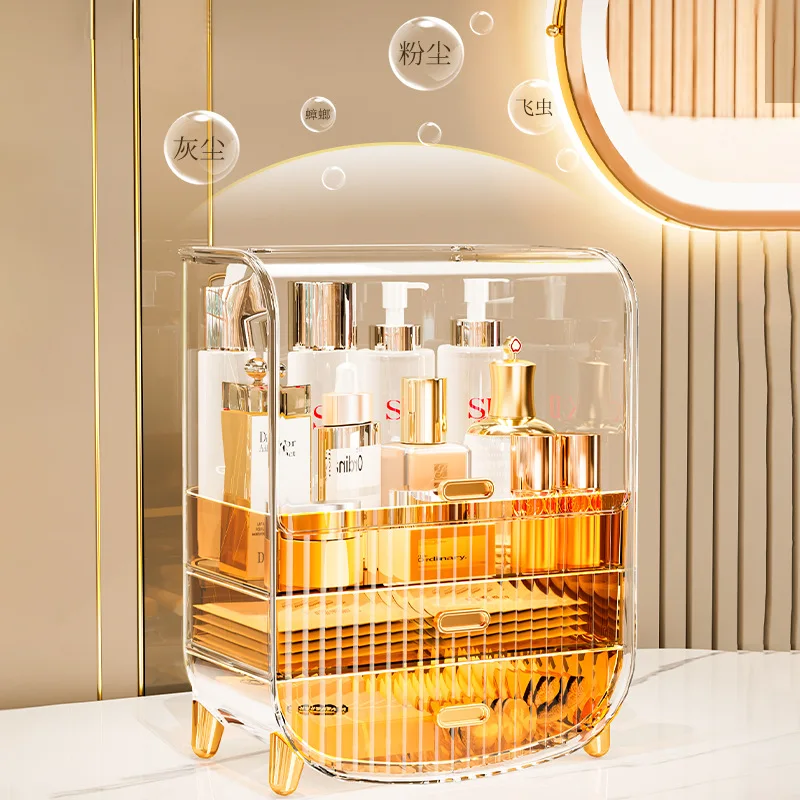 

Настольные полки для ухода за кожей, вместительный ящик для ювелирных украшений в стиле интернет-знаменитостей, прозрачная коробка для хранения косметики