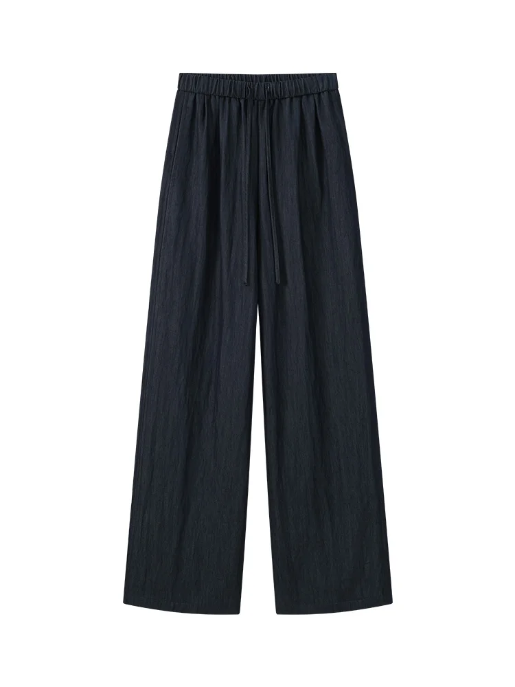 Women High Waist Wide Leg Pants Summer Lightweight Loose Trousers Draped Straight Cut Breathable Casual Petite Pants Daily Wear