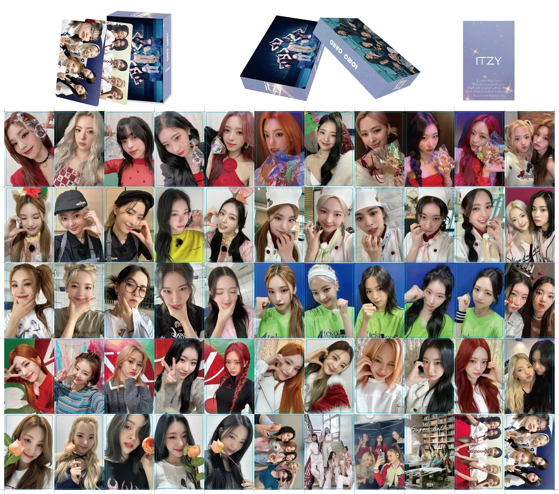 55Pcs/Set Kpop Idol Girl ITZY New Album BORN TO BE Lomo Card HD Print Photocards Yuna Chaeryeong Ryujin Lia Yeji Fans Gifts