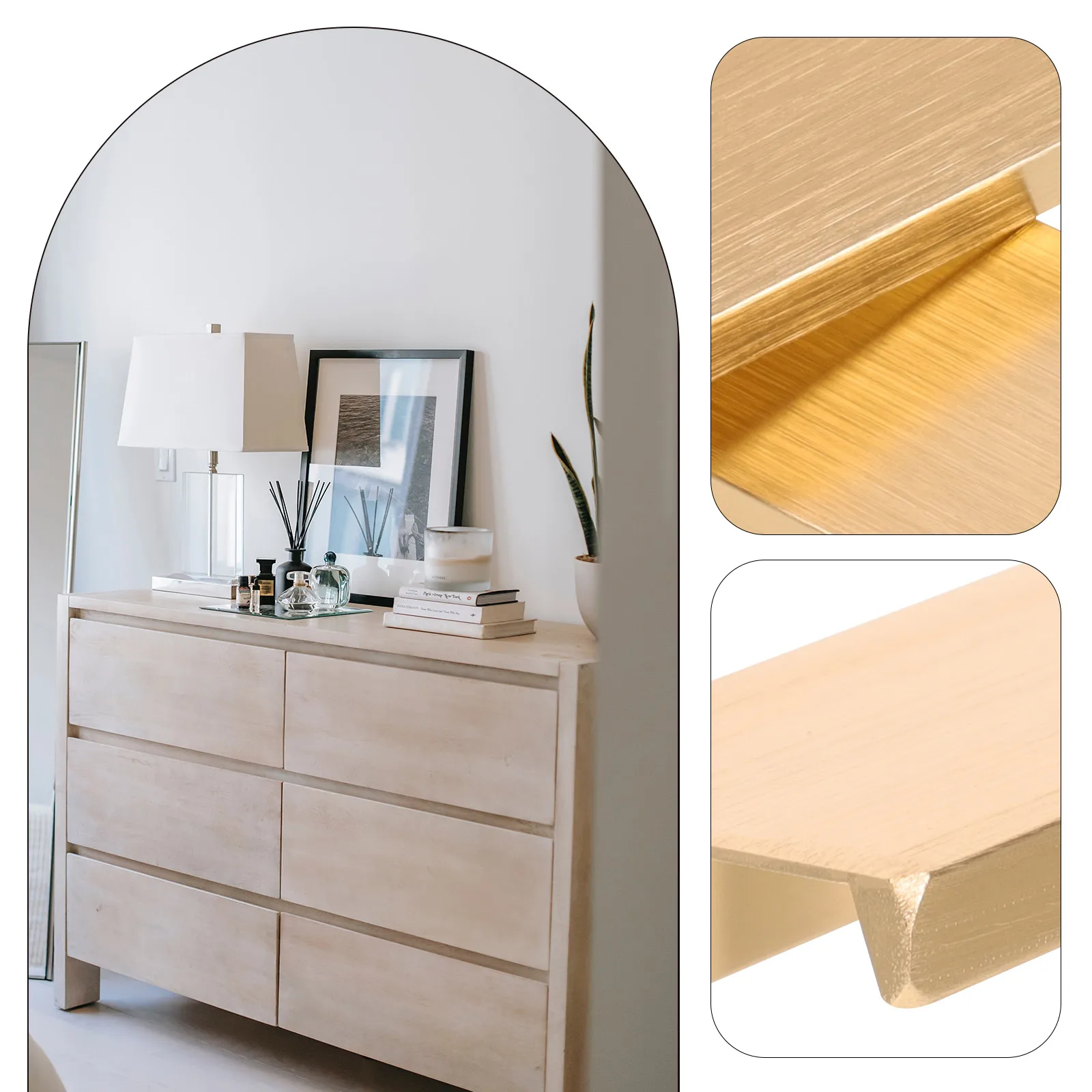 

4 pcs Concealed Drawer Pulls Concealed Cabinet Pull Finger Edge Drawer Pulls Metal Finger Edge Handles Gold Color