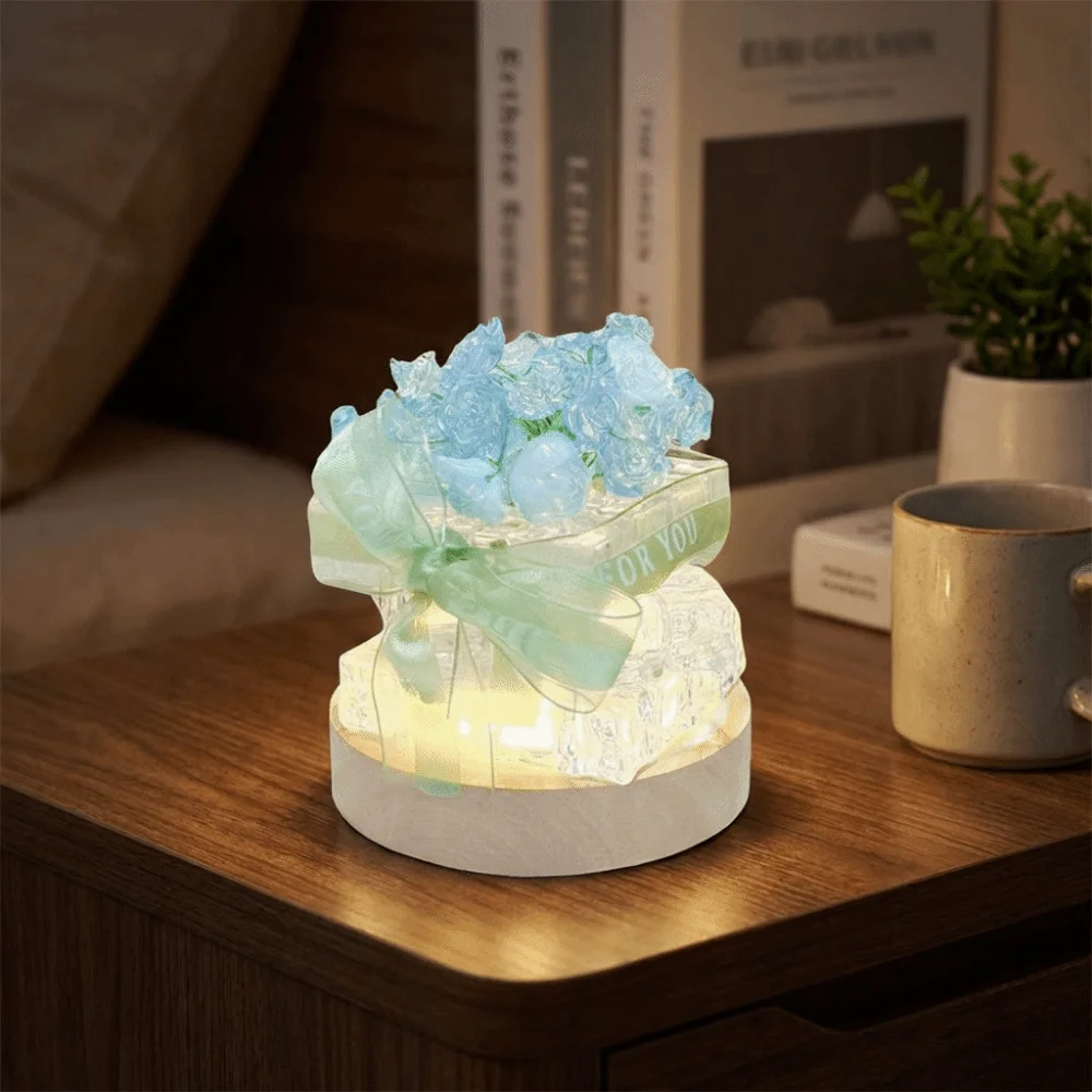

Creative DIY Night Light Elegant Handmade LED Ice Cube Night Light Decorative USB Powered Simulated Flowers Light Party Supplies