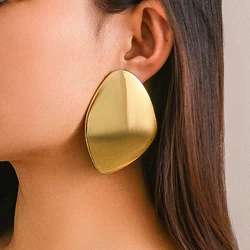 Ingemark Exaggerated Big Irregular Metal Stud Earrings for Women Trend 2024 Classic Gold Color Pierced Earring Steampunk Jewelry