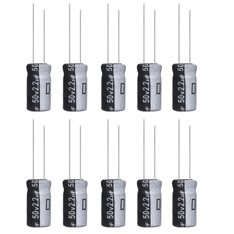 2.2uF 50V 5x11mm Electrolytic Capacitor 2.2 UF MFD 50 Volt 0.2x0.43in Aluminum Capacitors (Pack of 10)