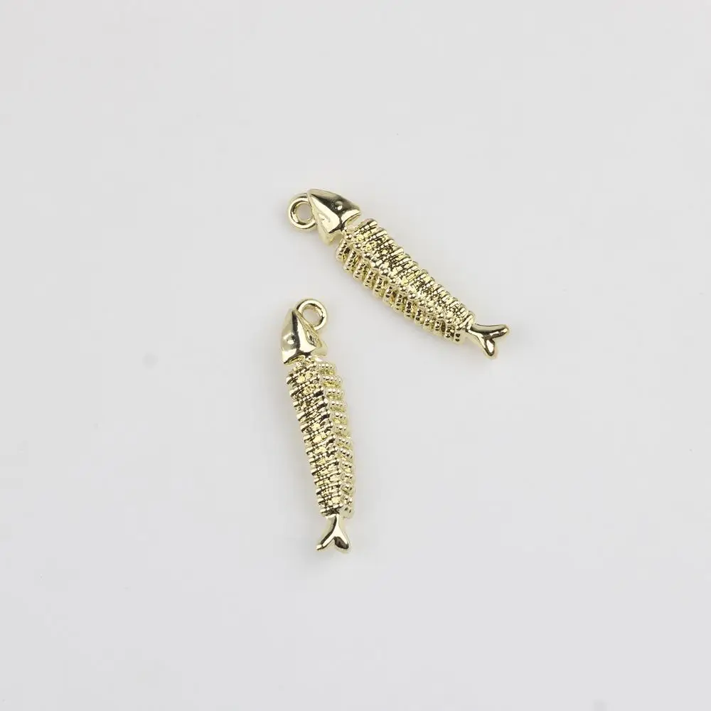 40pcs Vintage Fish Bone Jewelry Pendants Handmade Silvery Golden Color Necklace Earrings Pendatns Diy Jewelry Making Findings