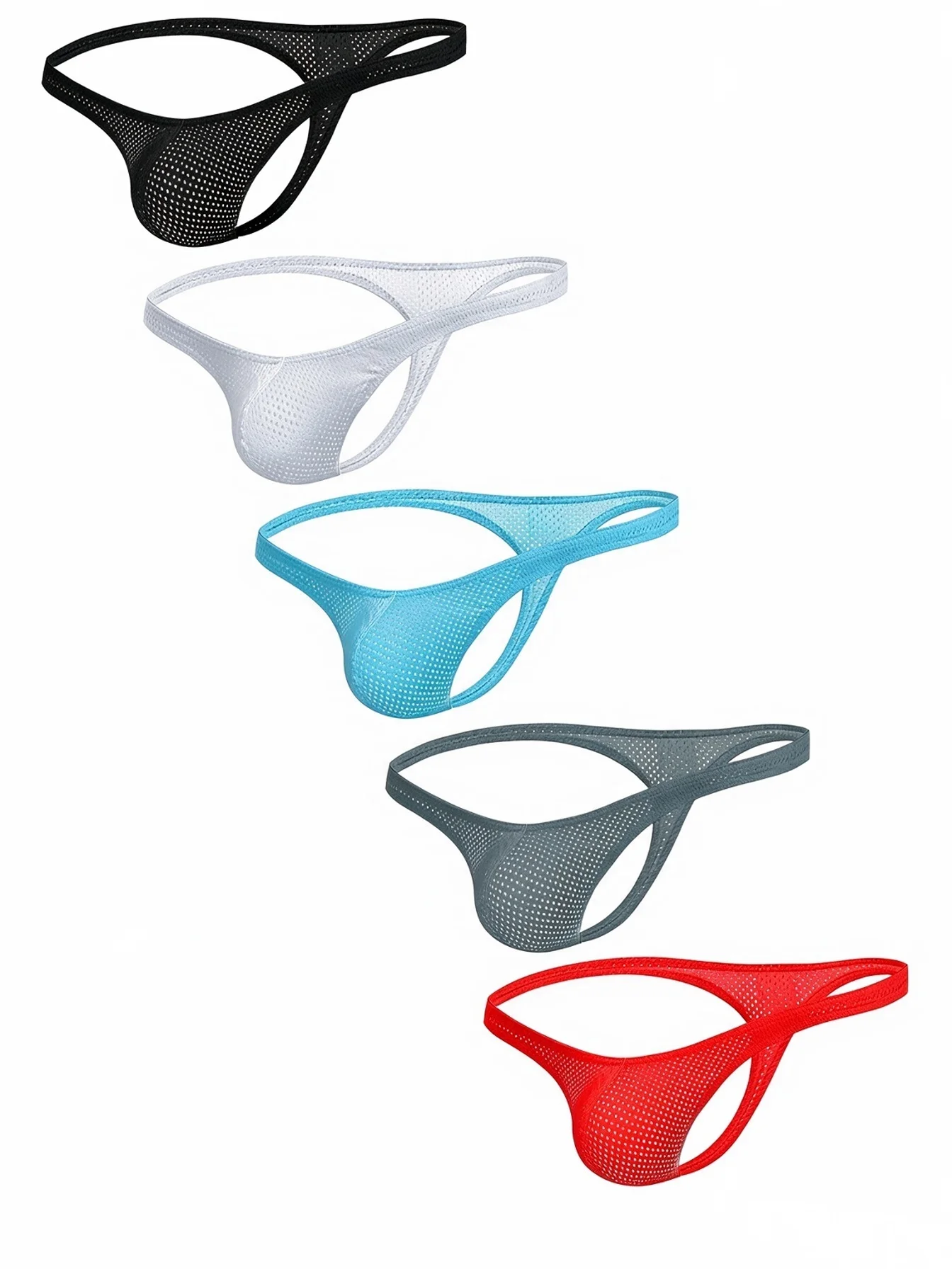 Men's 2-Pack Mesh Briefs Colorful Thin Solid Color Thong Underwear Close-Fitting Boxer Shorts Sexy Fun Innerwear Randomly