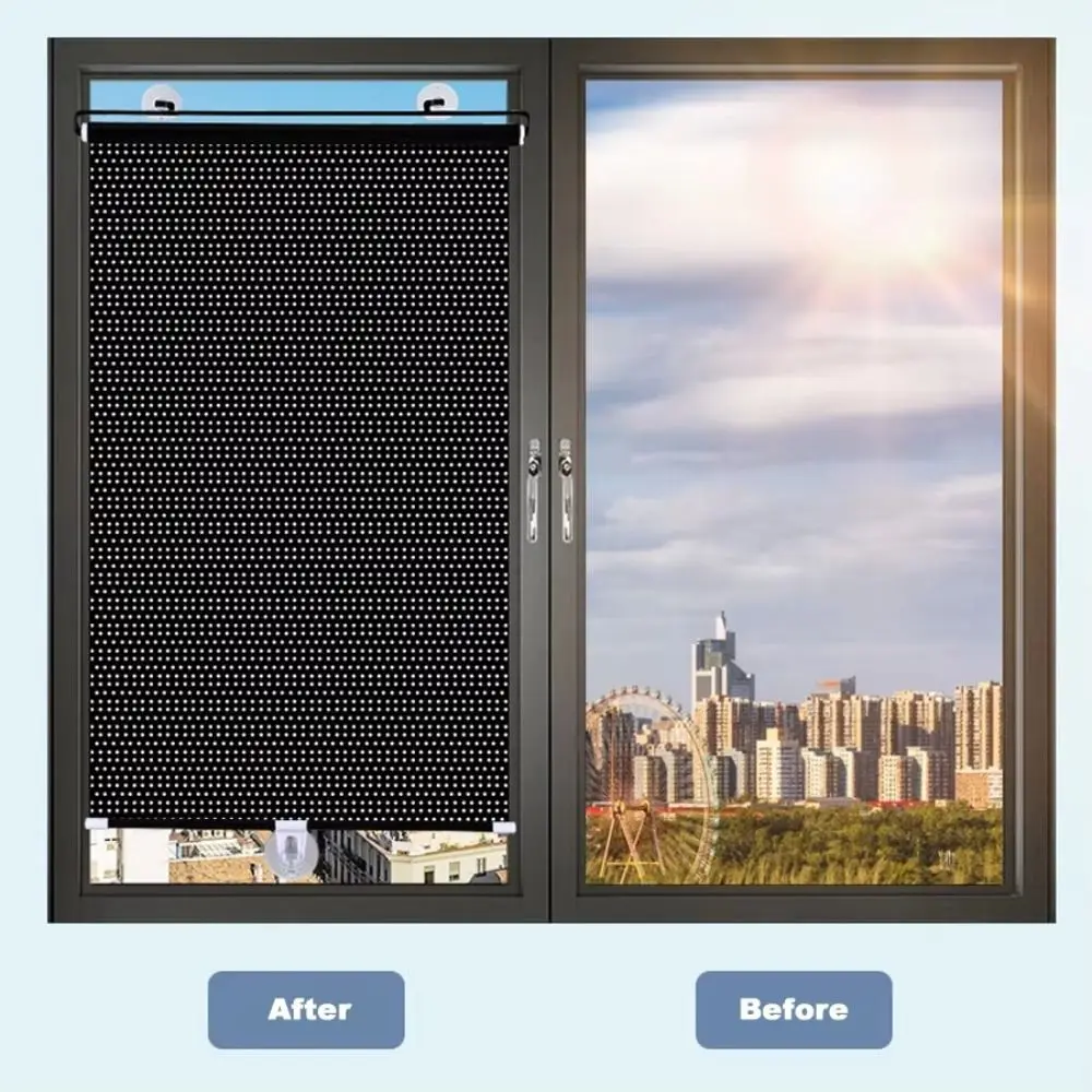 Curtains No Drill Roll Curtain Movable With Suction Cup Blackout Roller Blind Blackout Shades Home