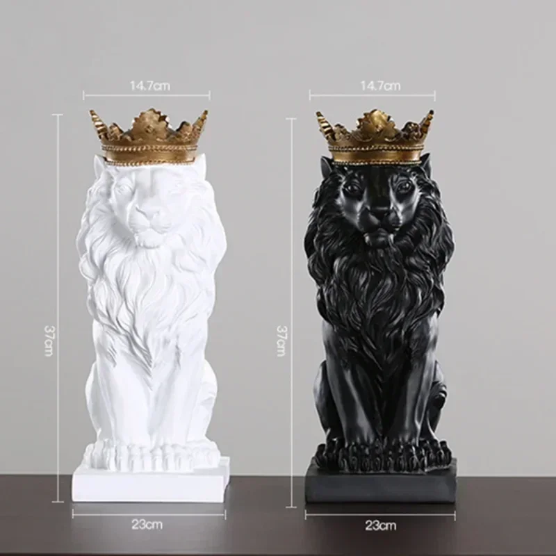 Lion Animal Figurines Resin Crown Lions Statue Handmade Artwork Gift Home Office Decor Ornament Living Room Desk Home Decor