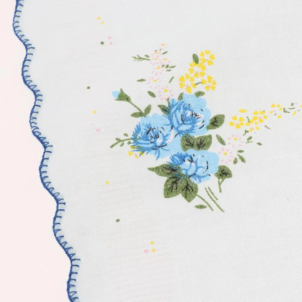 10pcs Womens Vintage Floral Print Handkerchief Hanky Bulk Set, Fashion Women Cotton Soft Flower Square Hankie Kerchief