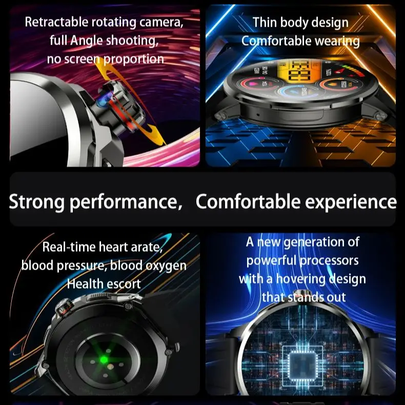 H99 Smart Watch 1.95" AMOLED Smartwatch: 4G LTE/190° Rotating Camera/Android OS, IP68 GPS Tracker for Men & Women Global Version