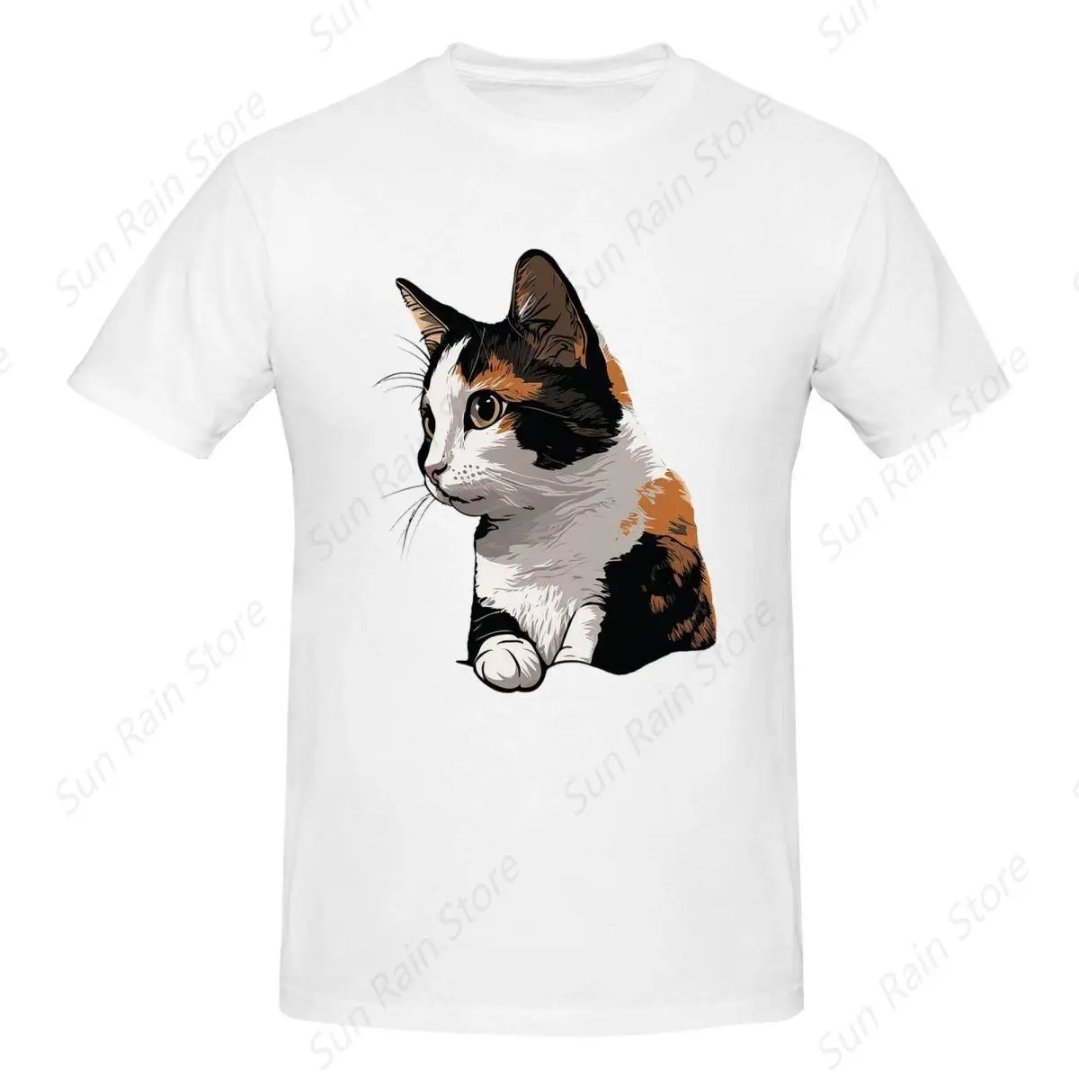 Cute Cat Kitten T-Shirt for Men Cotton Oversized T Shirts Men's Tees Short Crew Neck Summer Clothes Tops S-6XL