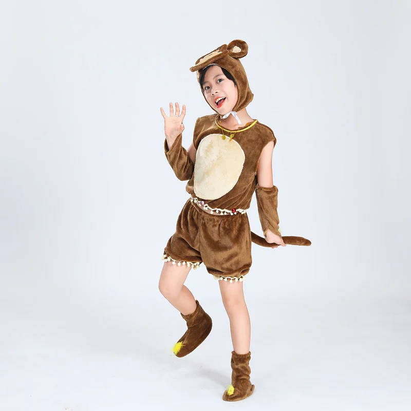 Monkey Performance Clothing Children\'s Kindergarten Cartoon Dance Clothing Monkey Fishing for the Moon Adult Animal Little