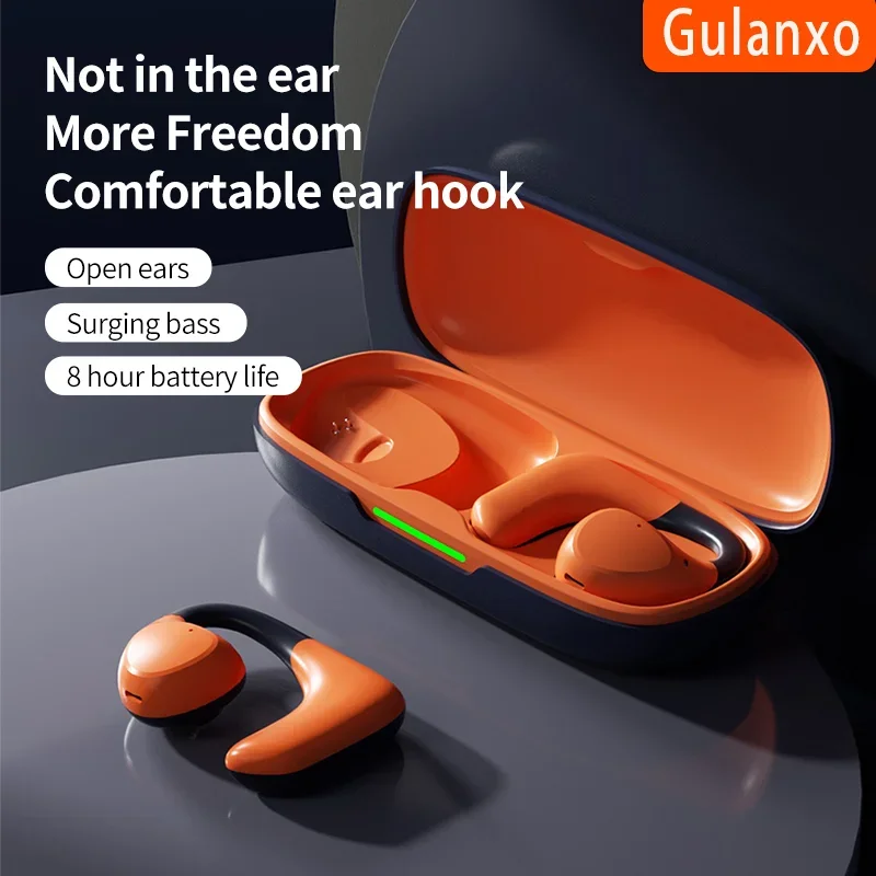 Gulanxo bone conduction Bluetooth earphones with ear loop air conduction wireless earphones with microphone earplugs