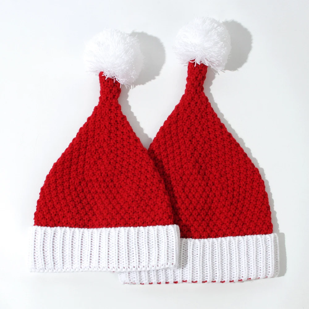 Adult Baby Christmas Hat Cute Navidad Hat Pompom Knitted Adult Child Soft Beanie Santa Claus Hat New Year Kid Gift Xmas Decorate