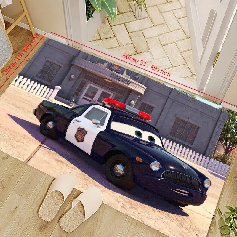 

1 шт. Disney Pixar Cars Sheriff Police Car напольный коврик для детской спальни, декор игровой комнаты, нескользящий моющийся коврик с персонажем мультфильма